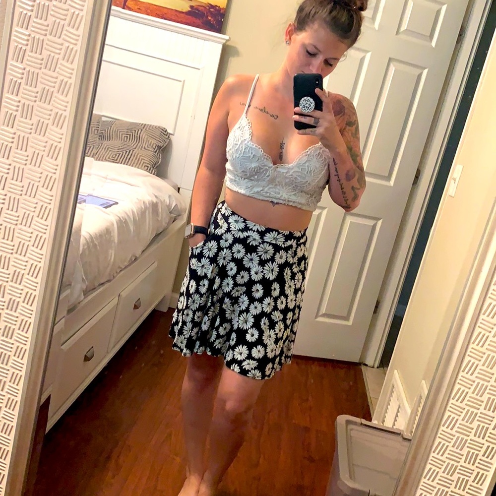 Floral high low “skater” skirt